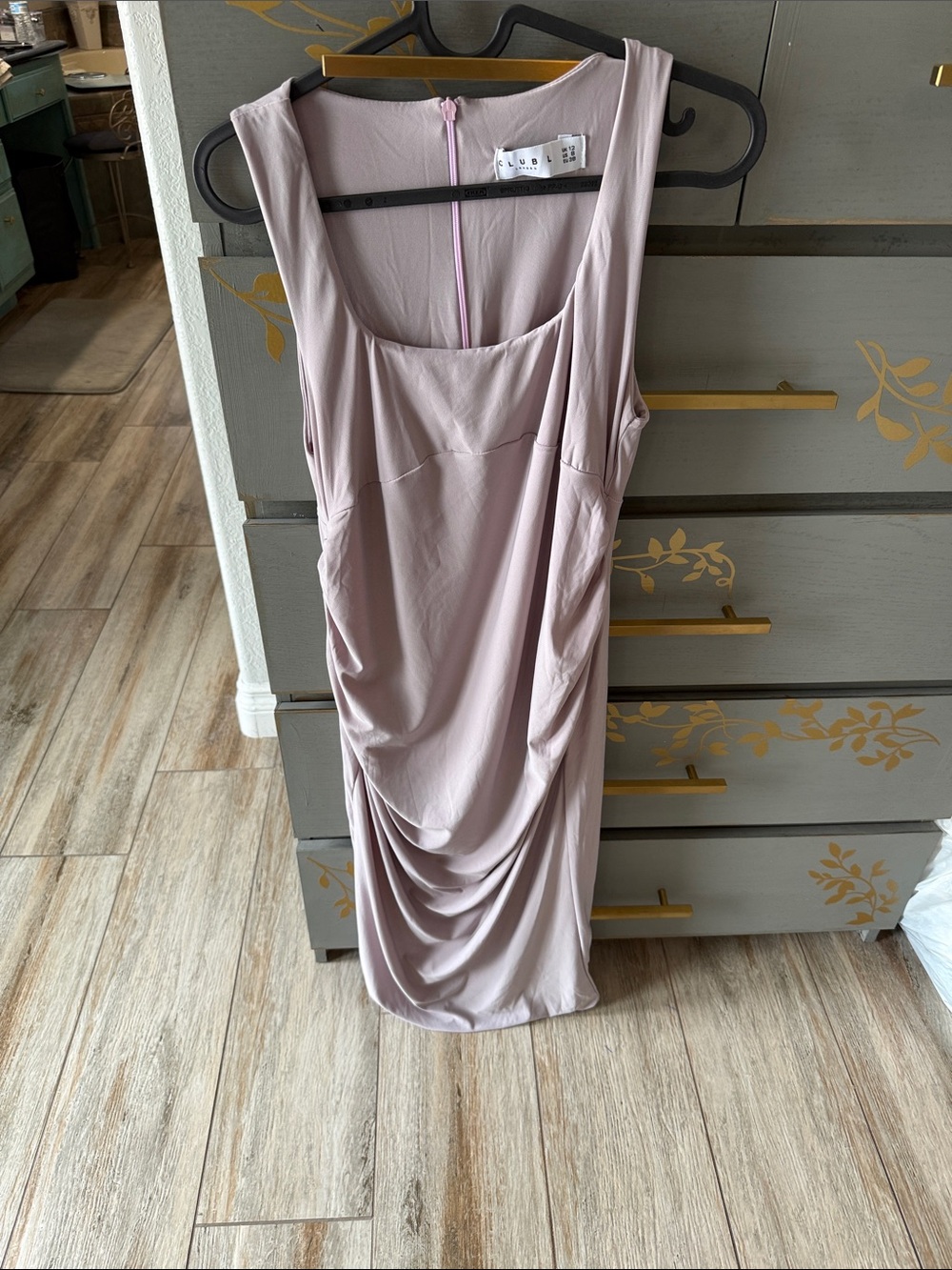 Club L London Dusky Pink Draped Midi Dress